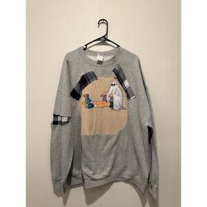Patchwork Upcycle Reworked Oversize Ghost Halloween Skater Sweater XXXL